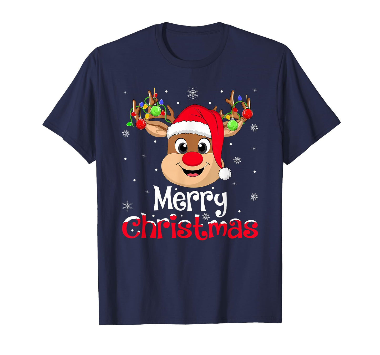 Reindeer Merry Christmas Family Men Women Kids Xmas T-Shirt