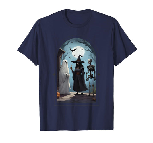 Fantasy Witch, Ghost and Skeleton, Bats, Halloween T-Shirt