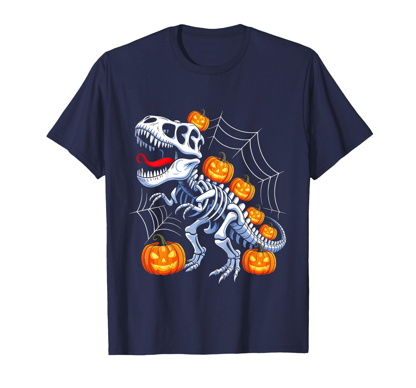 Kids Funny Halloween Dinosaur T rex Pumpkin Horror Party Costume T-Shirt
