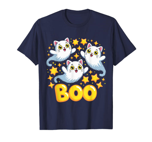 CAT Ghost Boo Cute Kitty Cats Lover Halloween Women Men T-Shirt