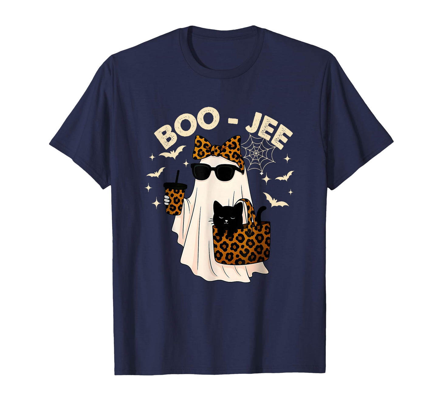 Coquette Leopard Ghost Coffee Boo-JEE Halloween Boujee Ghost T-Shirt