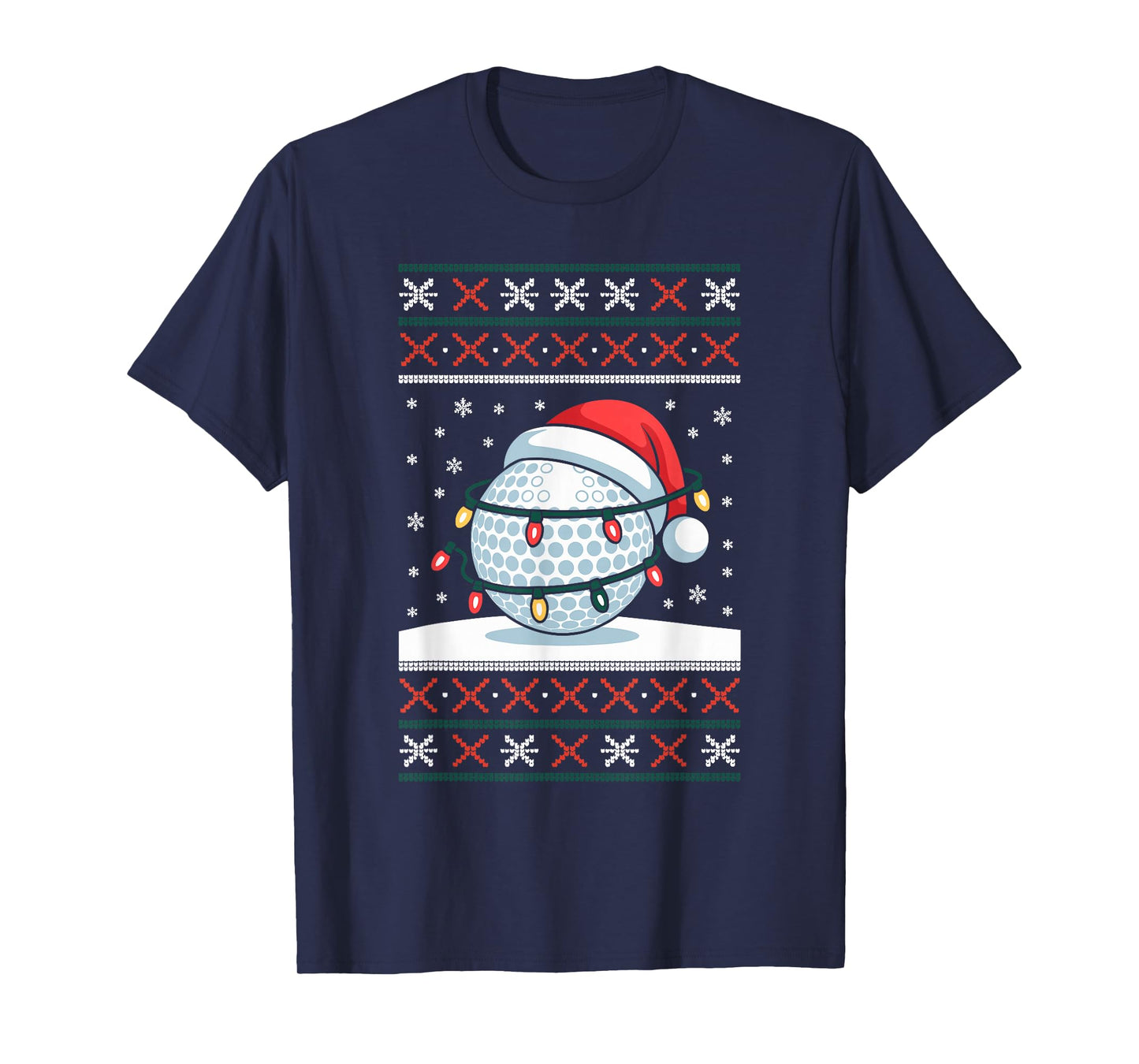 Golf Ball Santa Hat Ugly Christmas Sweater Golfer Golfing T-Shirt