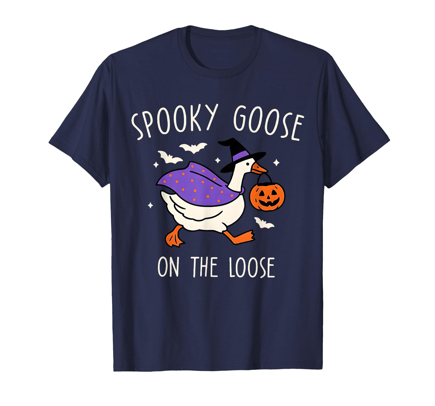 Spooky Goose On The Loose Witch Silly Goose Animal Halloween T-Shirt