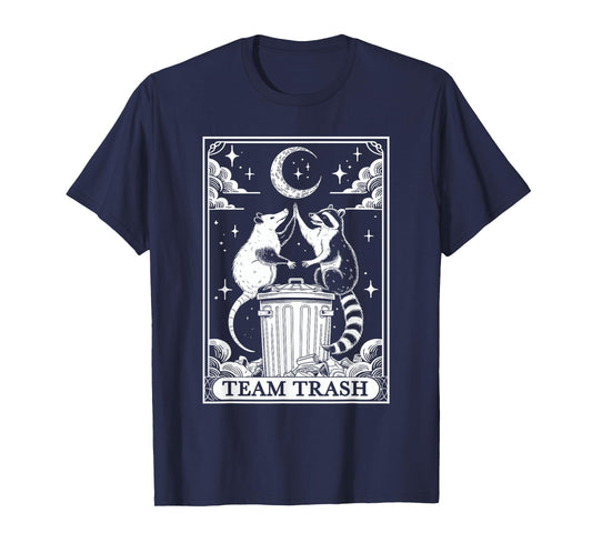 Tarot Card Vintage Team Trash Crescent Moon Opossum Raccoon T-Shirt
