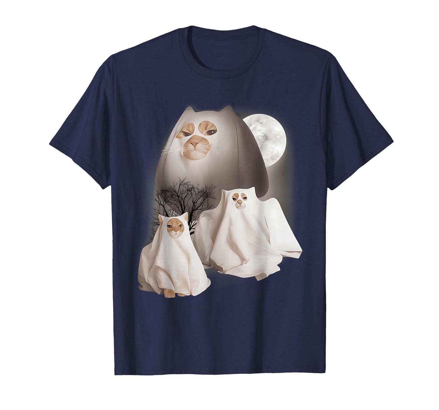 Ghost Cat Meme Funny Halloween Men Women Kids T-Shirt