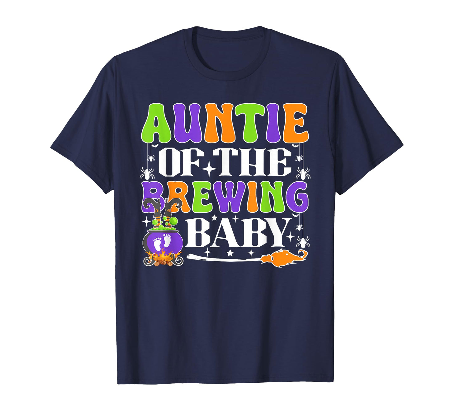 Auntie of The Brewing Baby Halloween Witch Baby Shower T-Shirt