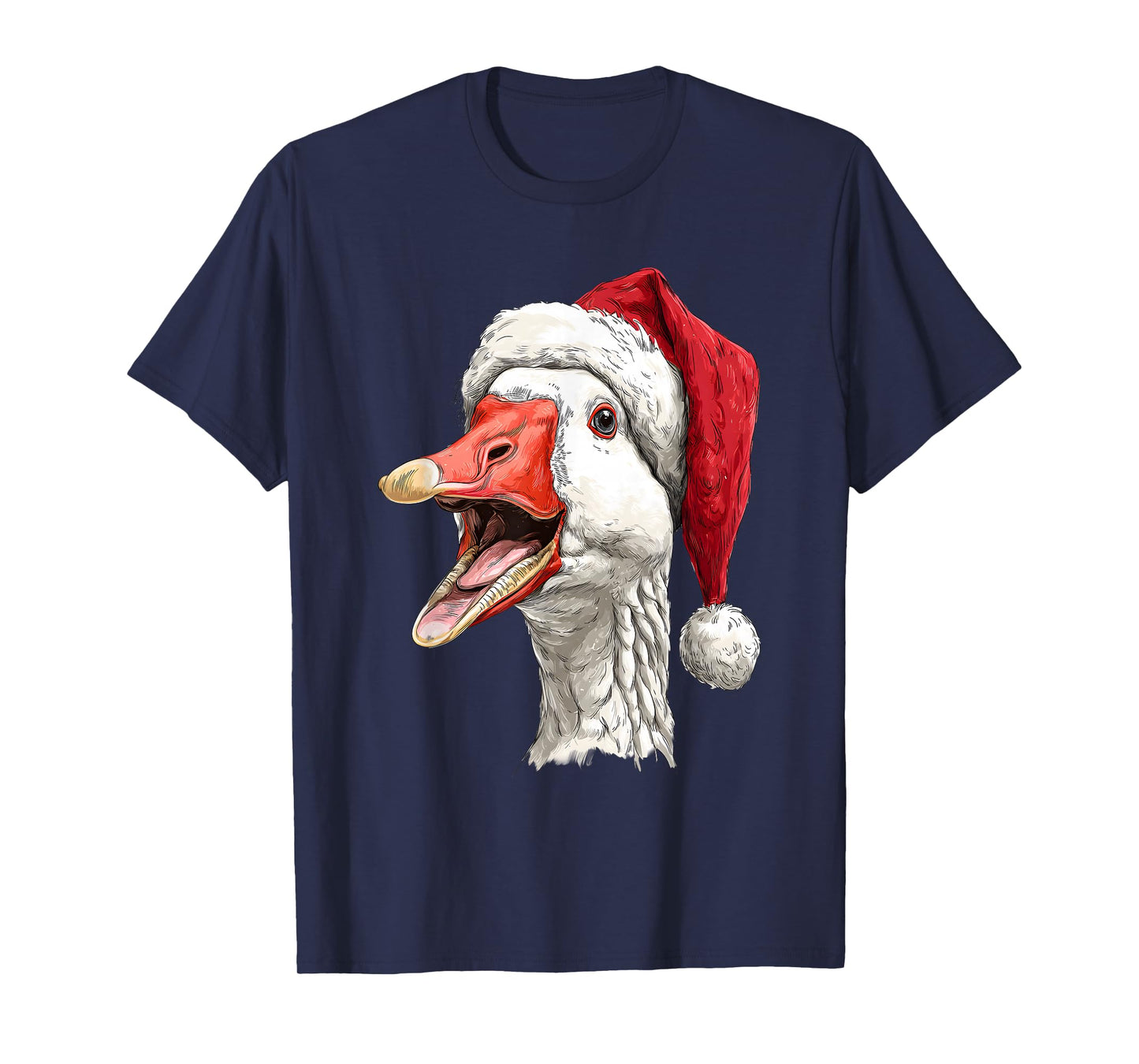 Funny Christmas Goose Santa Hat T-Shirt
