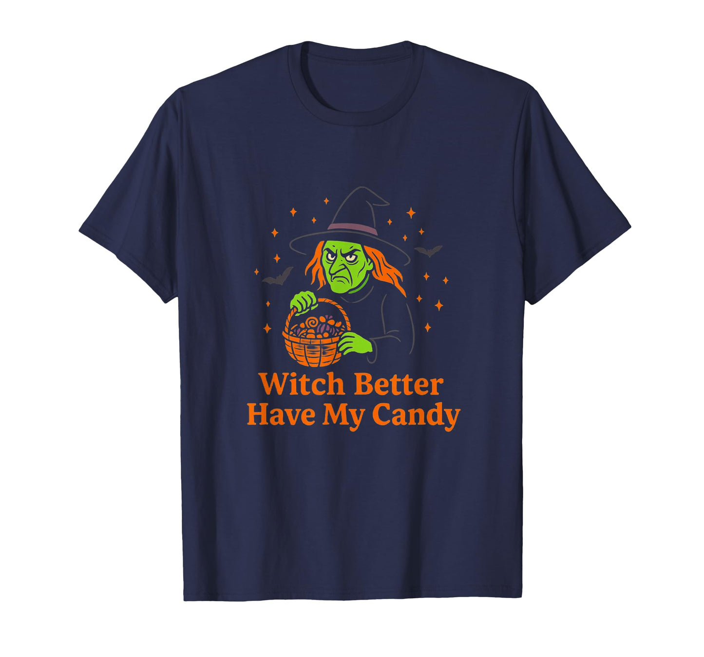 Halloween, Angry Witch Holding Candy Basketball, Spooky & Fun T-Shirt