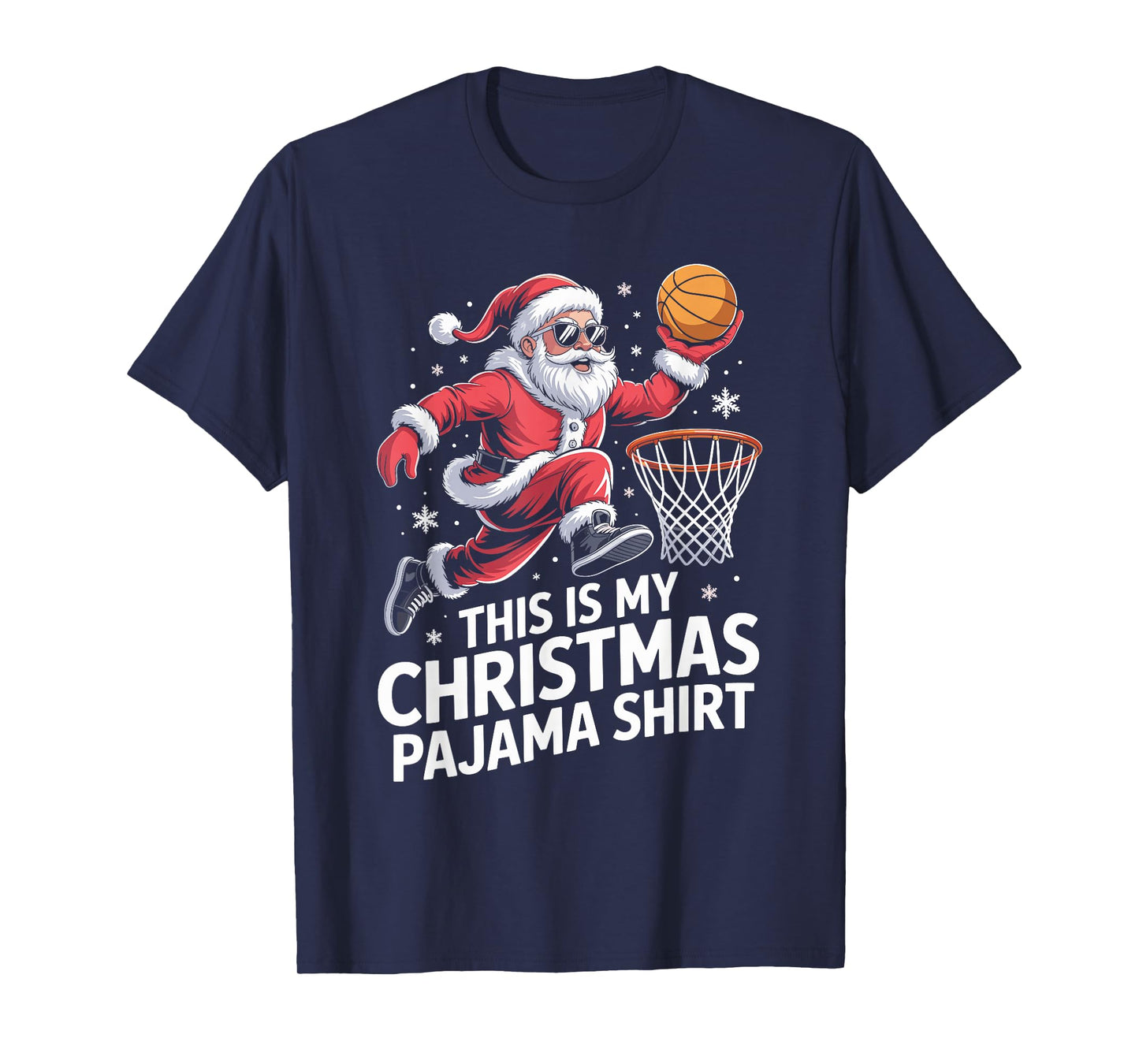 Funny Santa Claus Basketball Player Christmas for Kids Men T-Shirt