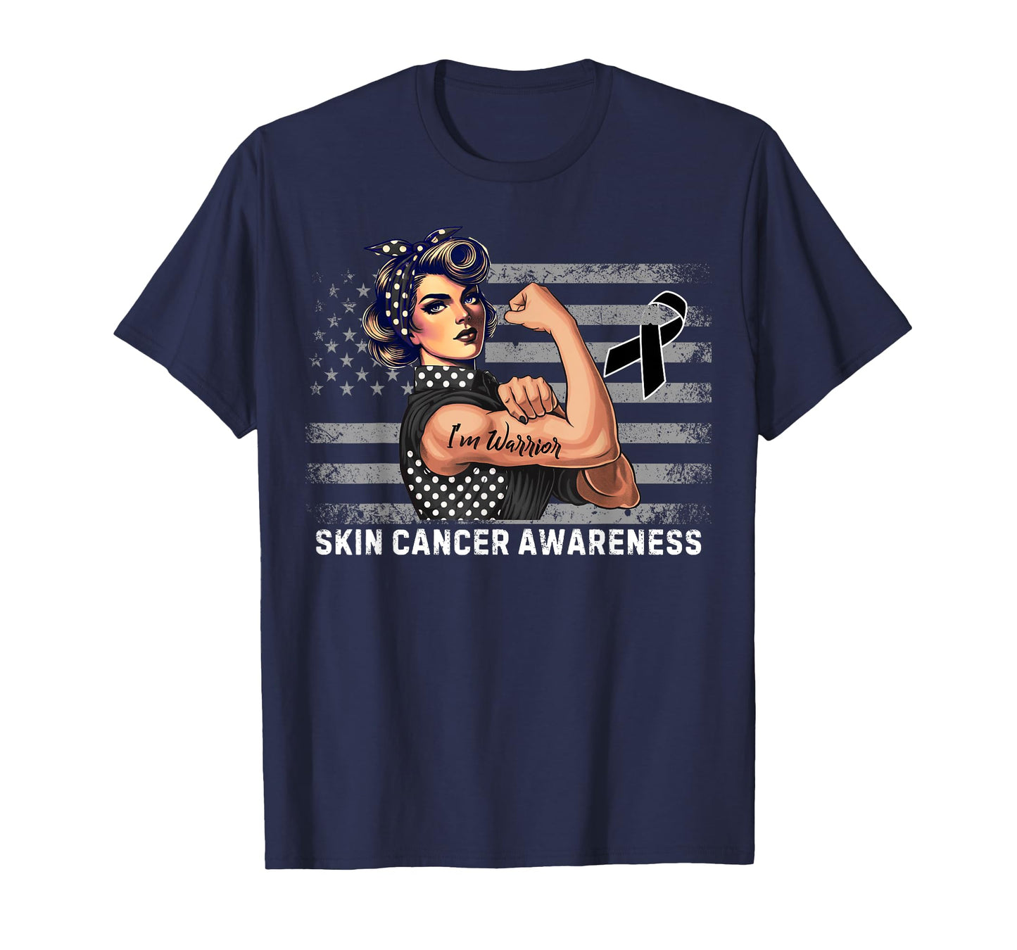 Melanoma Survivor Vintage USA Flag Skin Cancer Awareness T-Shirt