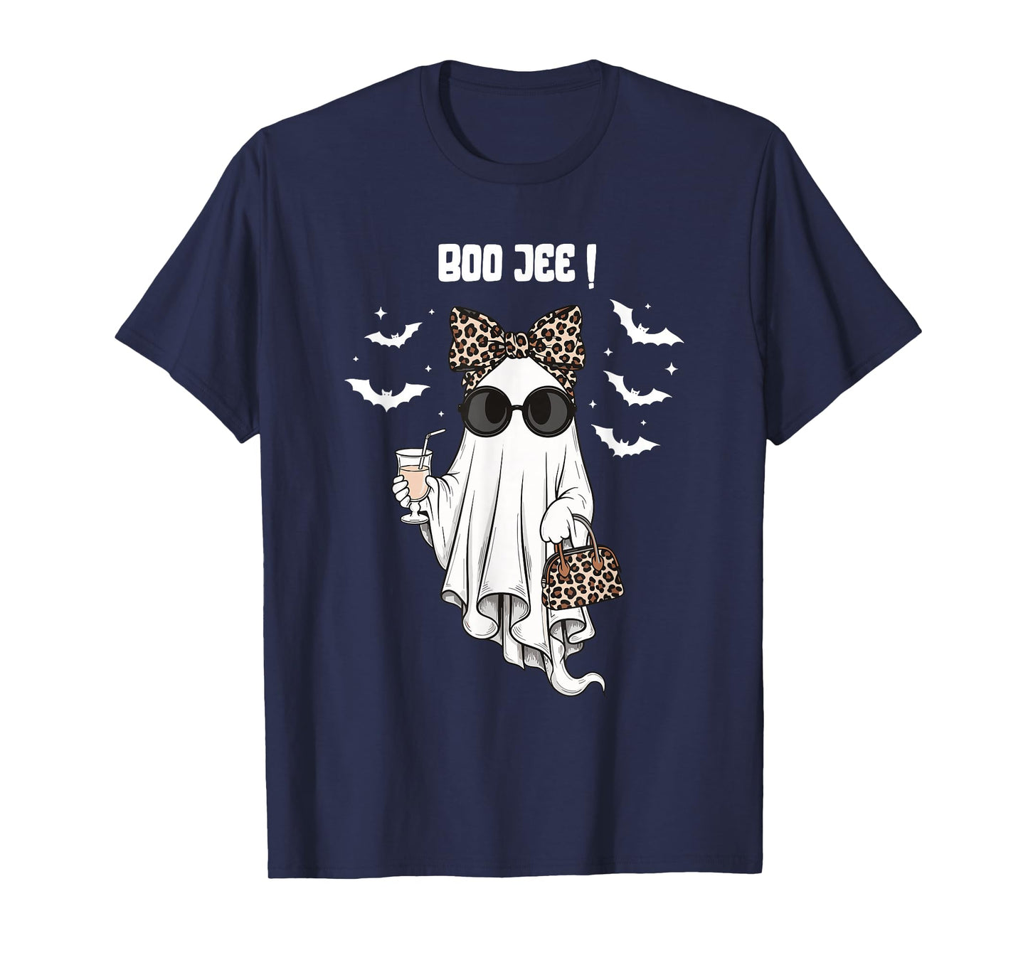 Coquette Leopard Ghost Coffee Boo-JEE Halloween Boujee Ghost T-Shirt