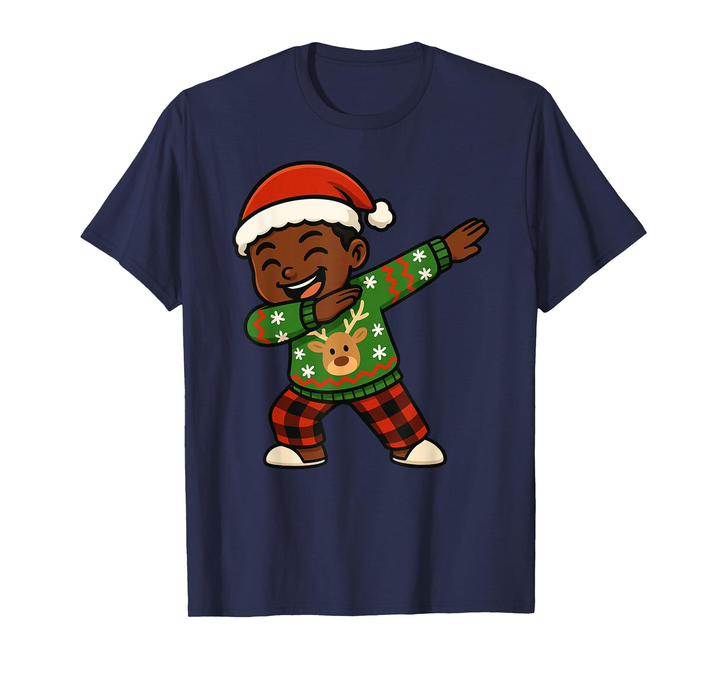 Funny Black Kid Xmas Dabbing Merry Christmas Santa Boys Girl T-Shirt