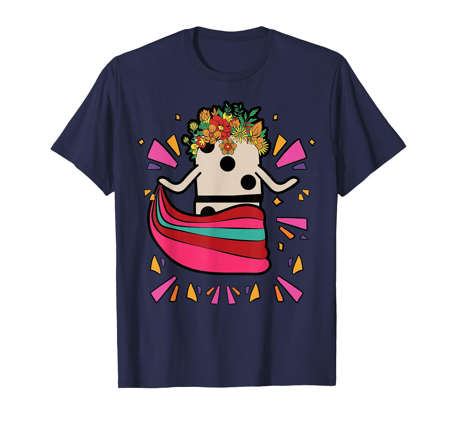 Dancing Mexican Train Domino Tile Flowers Funny T-Shirt