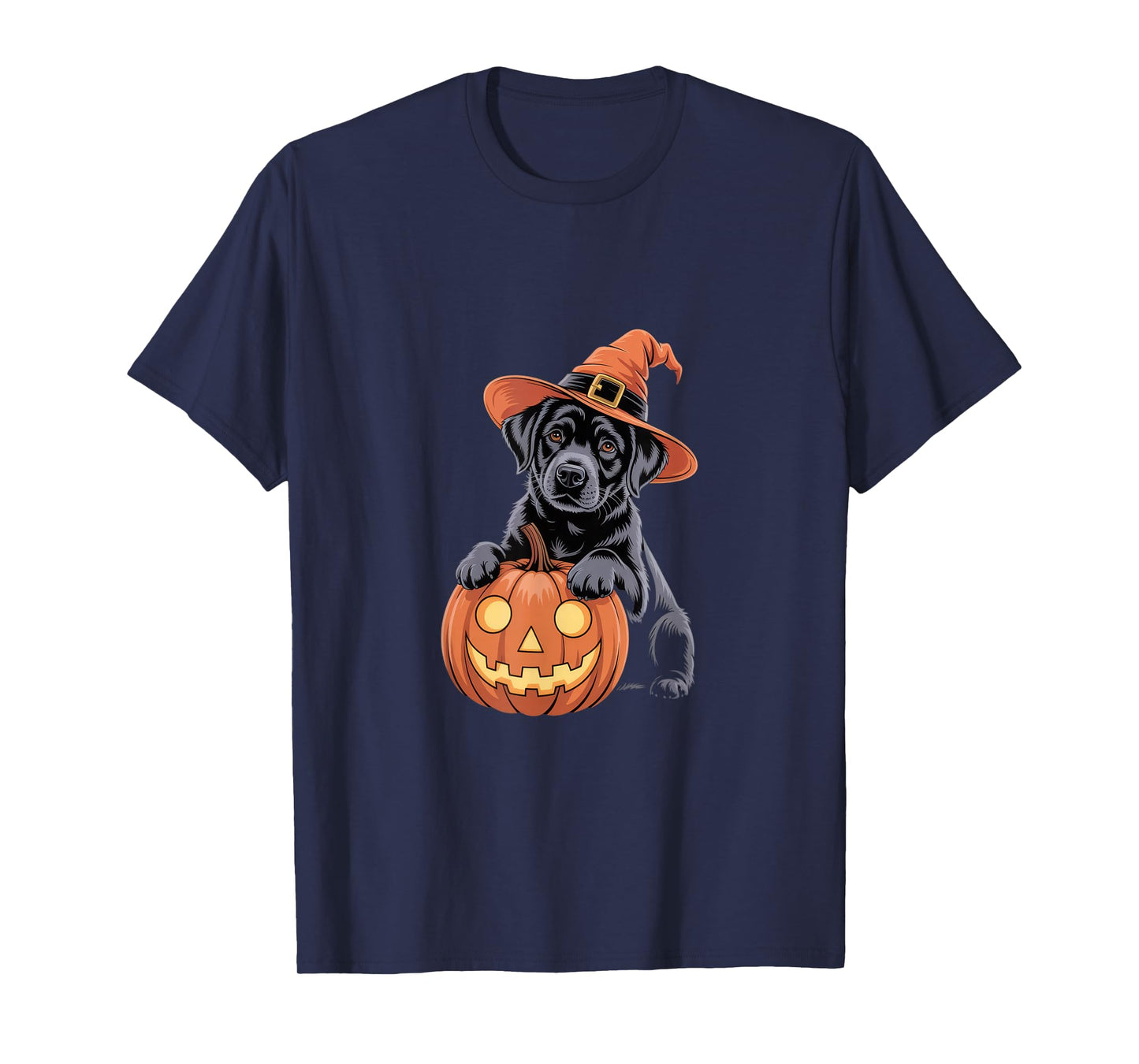 Cute Dog with Pumpkin and Witch Hat for Halloween Pet Lovers T-Shirt