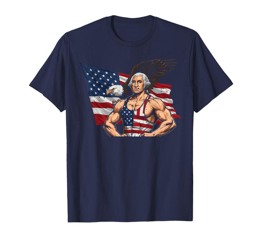 4th Of July Gym Washington Muscle Flag Workout Men Women T-Shirt