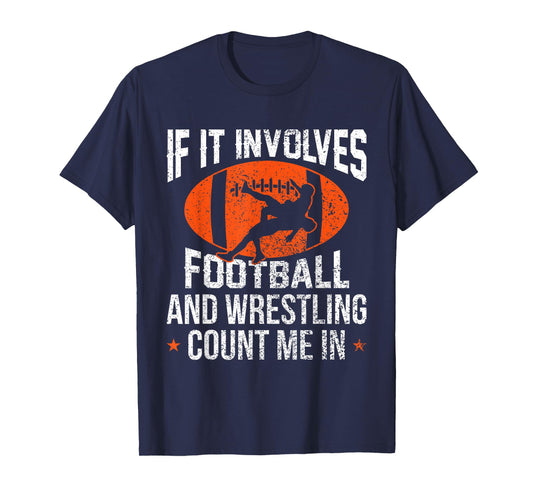 Funny Football Designs For Kids Women - Men Tee Unisex-Adult T-Shirt Football-Wrestling-Design T-Shirt Black Short Sleeve Small
