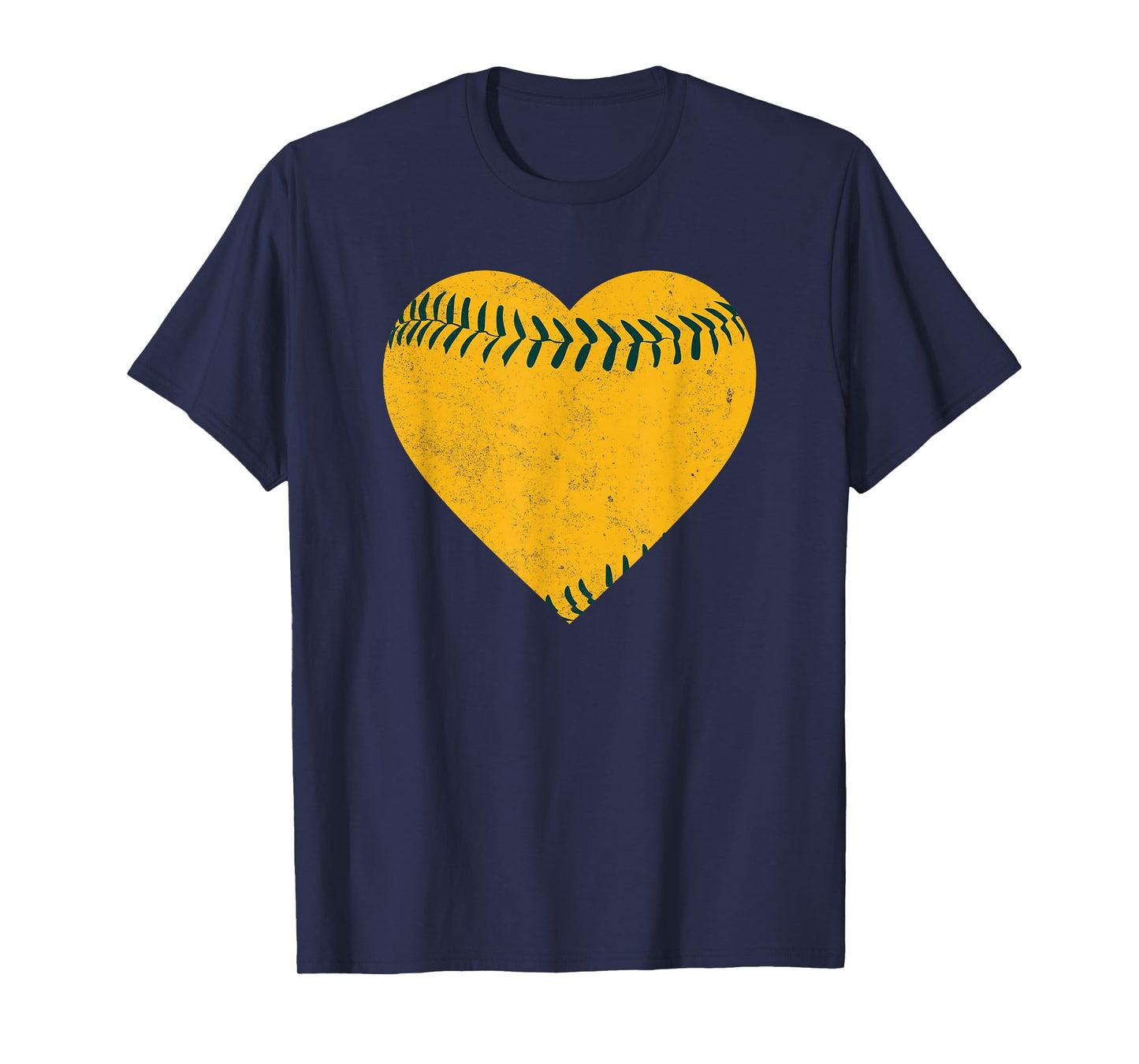 Vintage Gold and Green Baseball Heart T-Shirt