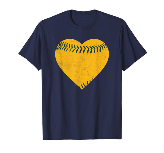Vintage Gold and Green Baseball Heart T-Shirt
