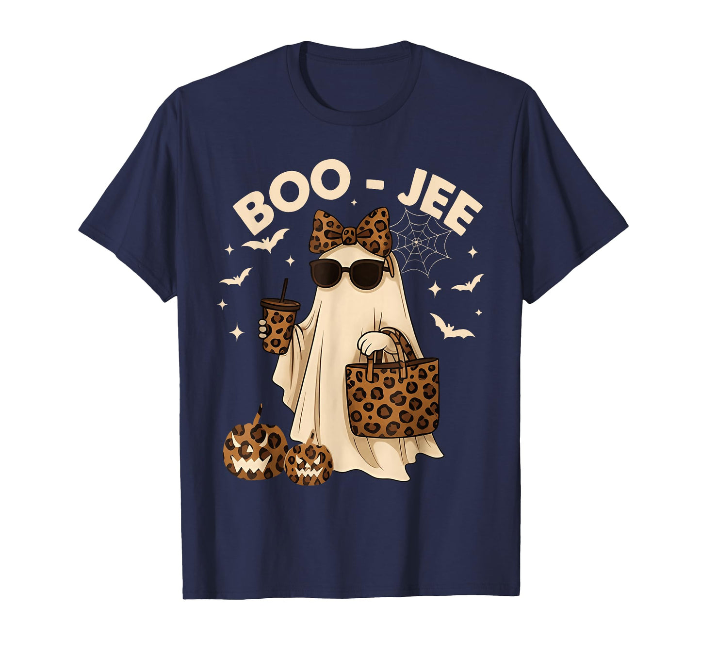 Coquette Leopard Ghost Coffee Boo-JEE Halloween Boujee Ghost T-Shirt