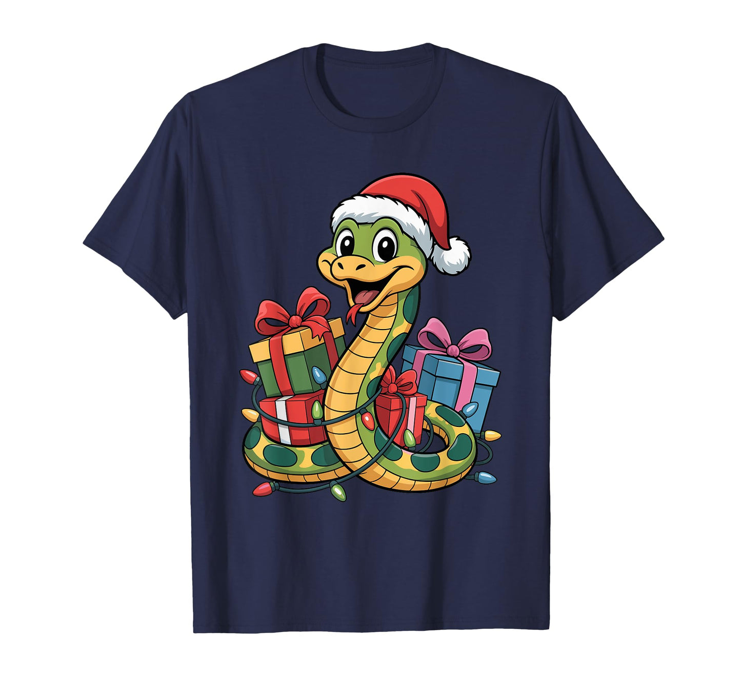 Funny Snake Santa Hat Animals Lovers Ugly Christmas Pajamas T-Shirt