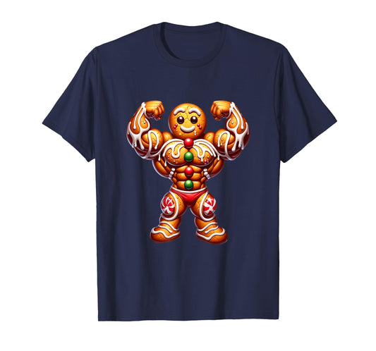 Fitness X-Mas Holiday Bodybuilding Men Women Tees Unisex-Adult Black Cartoon Holiday Workout T-Shirt Small