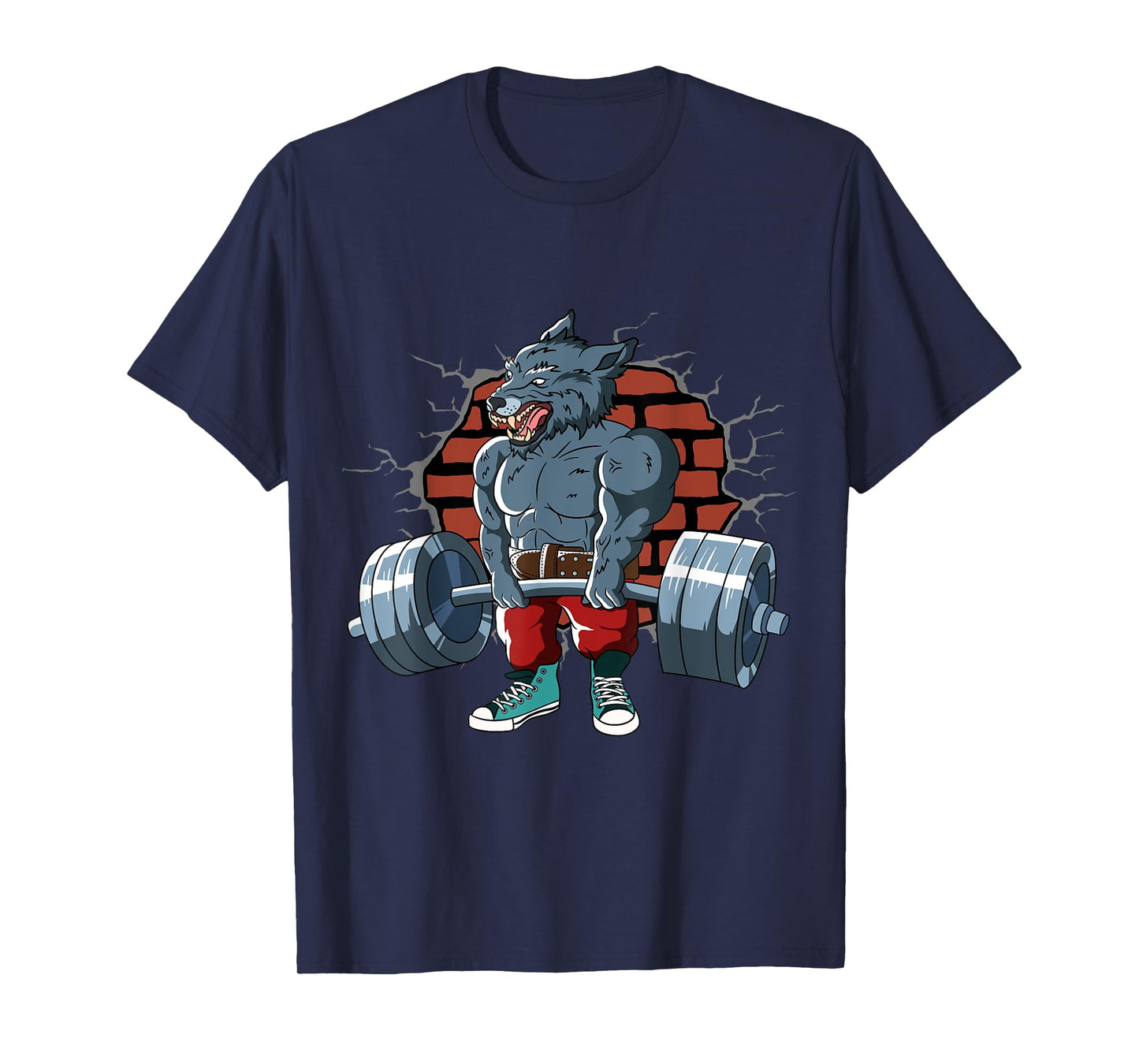 Fitness Alpha Wolf doing Deadlift Workout Training Gym T-Shirt