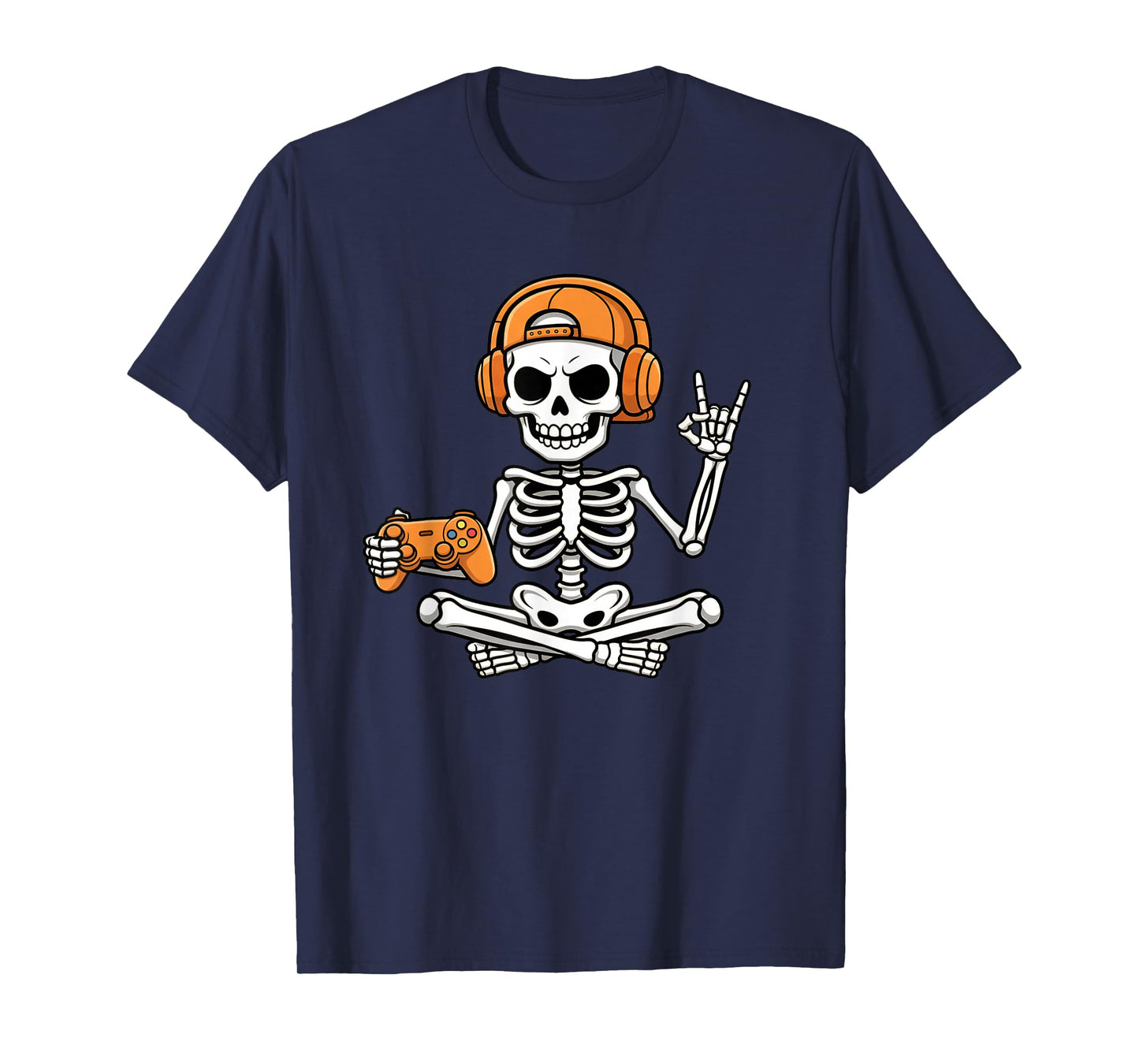 Halloween Skelton Gamer Video Gaming Funny Kids Boys Men T-Shirt