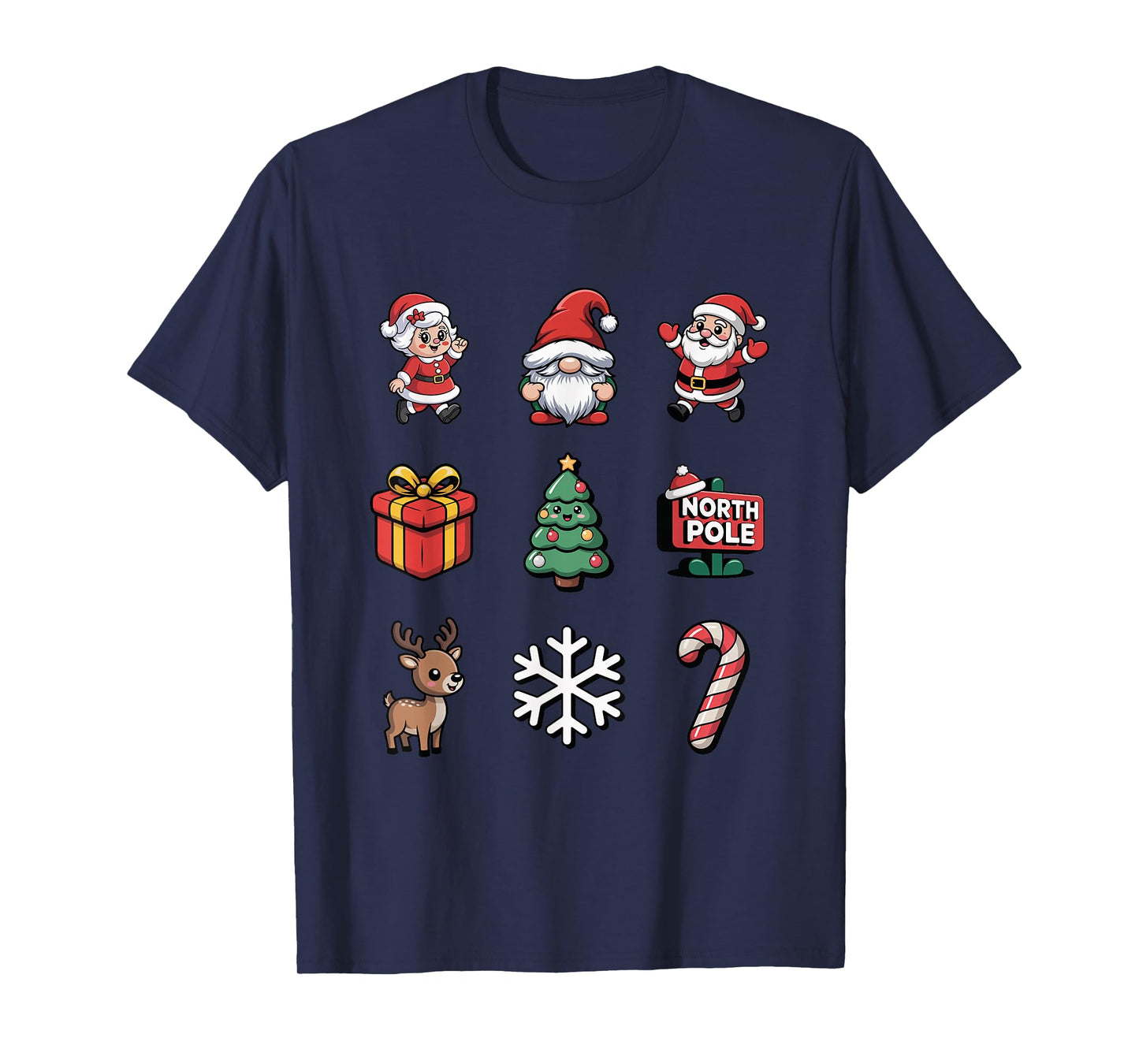 Adorable Santa Gnome Reindeer Candy Cane Christmas T-Shirt
