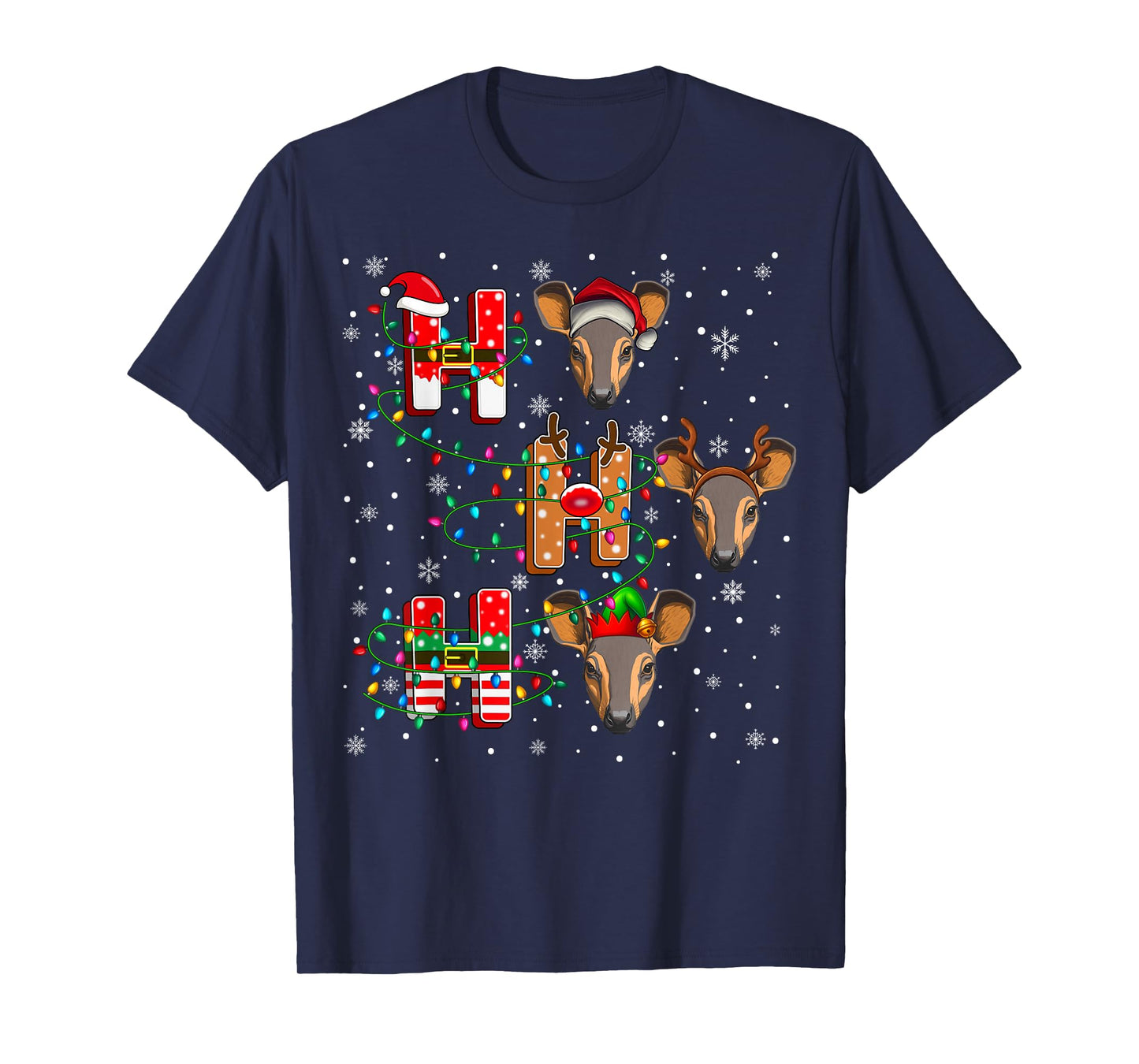 Ho Ho Ho Santa Reindeer Hat Elf Aardvark Animal Christmas T-Shirt