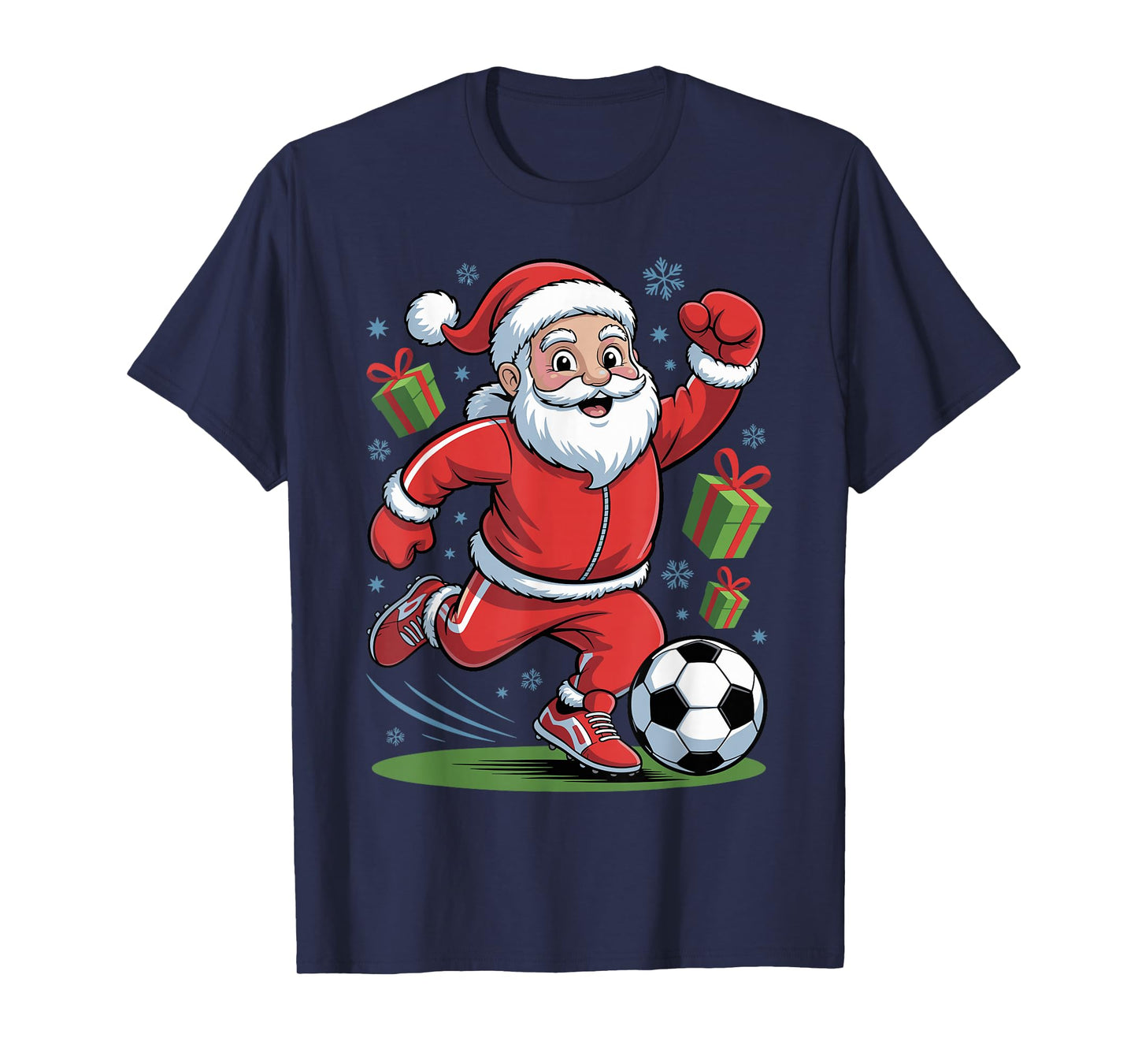 Funny Santa Playing Soccer Holiday Christmas Xmas Pajama T-Shirt