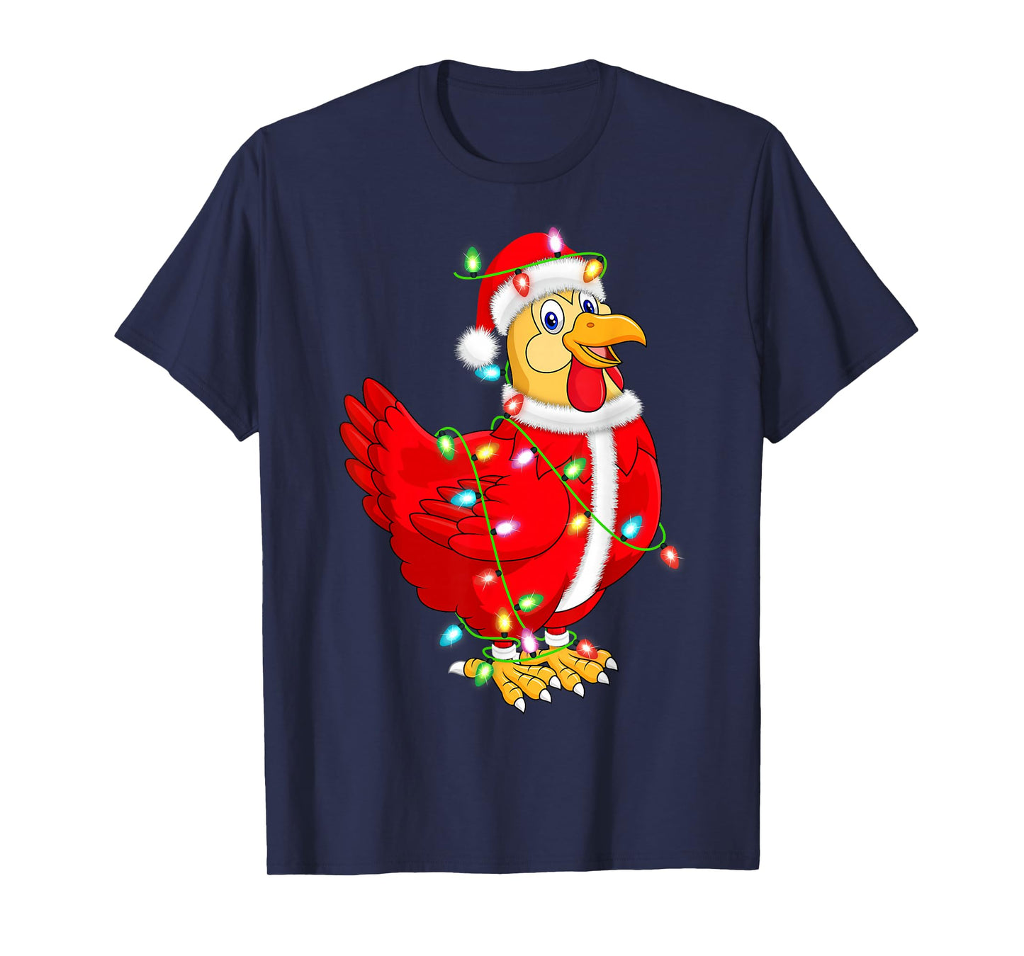 Chicken Christmas Lights Santa Costume Cute Animal Xmas T-Shirt