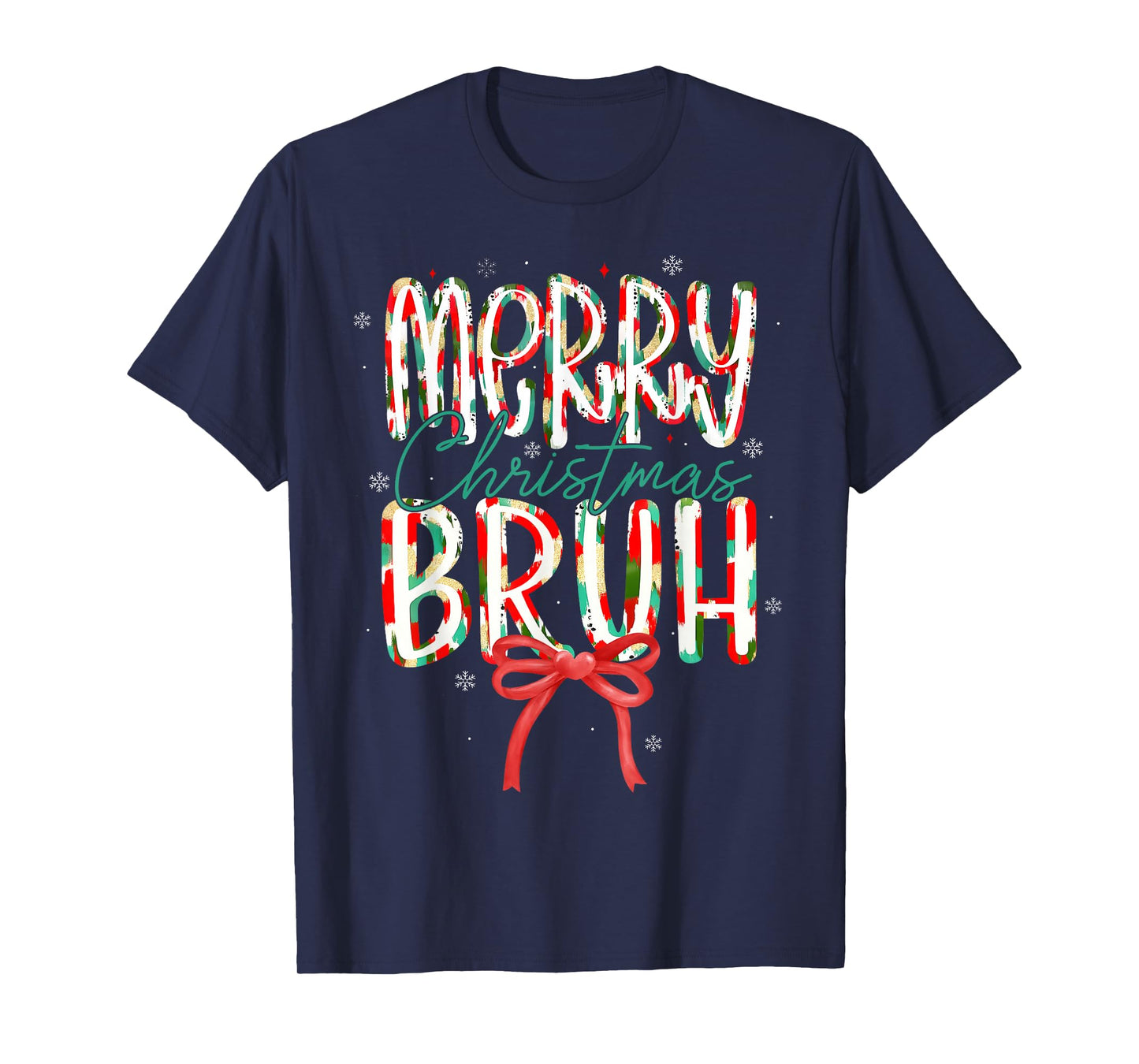Merry Christmas Bruh Coquette Bow Santa Women Girl T-Shirt