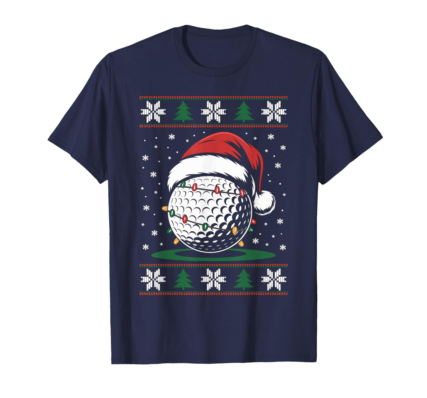 Golf Ball Santa Hat Ugly Christmas Sweater Golfer Golfing T-Shirt