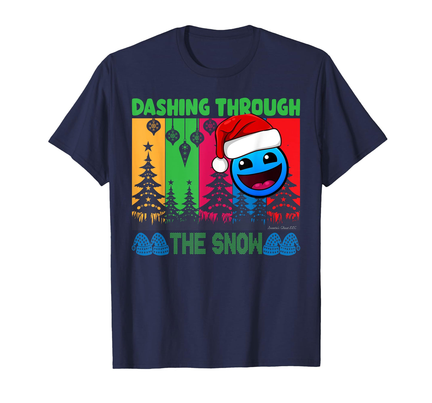 Geometry Dashing Through The Snow Sleep Dash Game Christmas T-Shirt