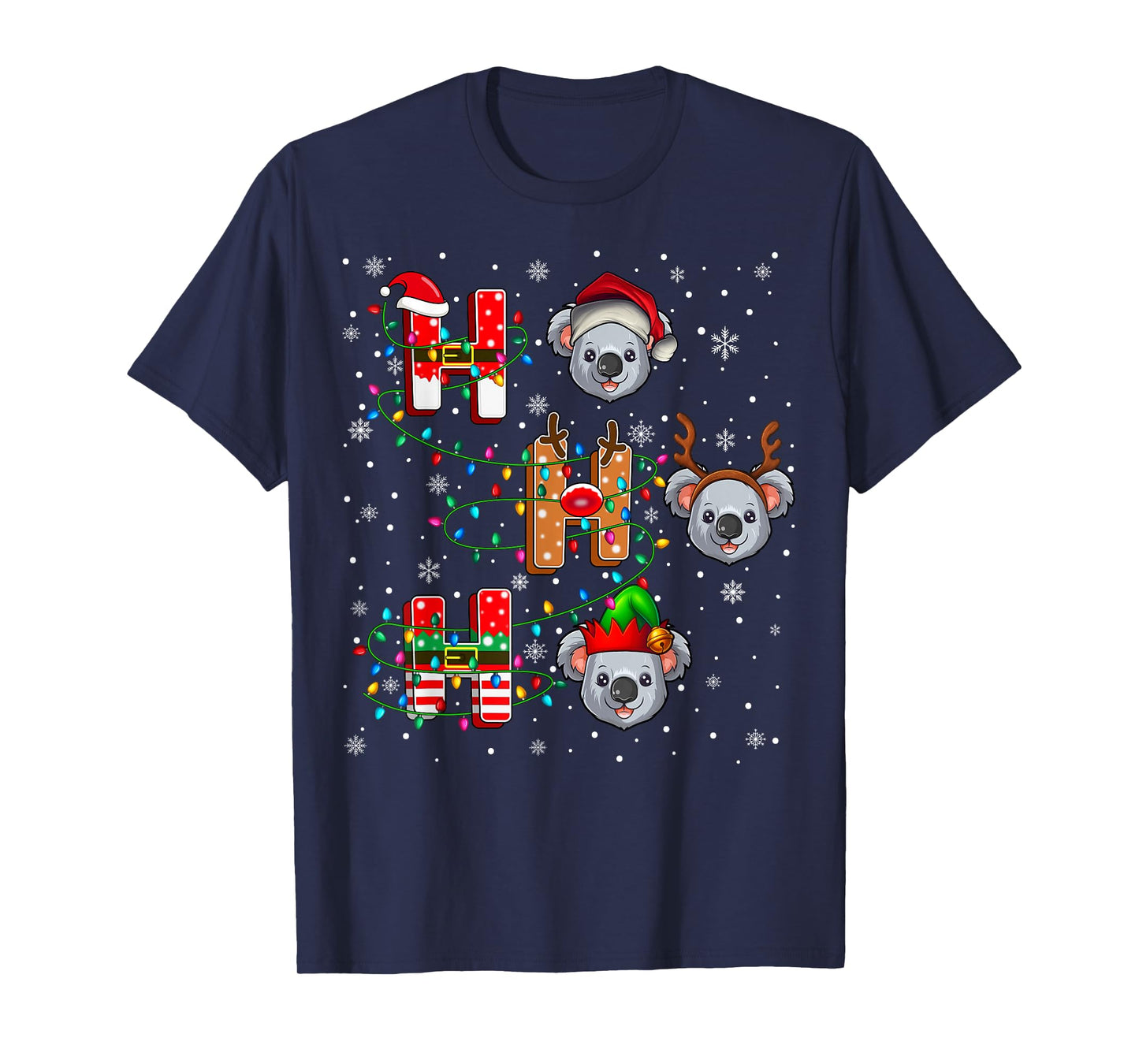 Ho Ho Ho Santa Reindeer Hat Elf Koala Animal Christmas T-Shirt