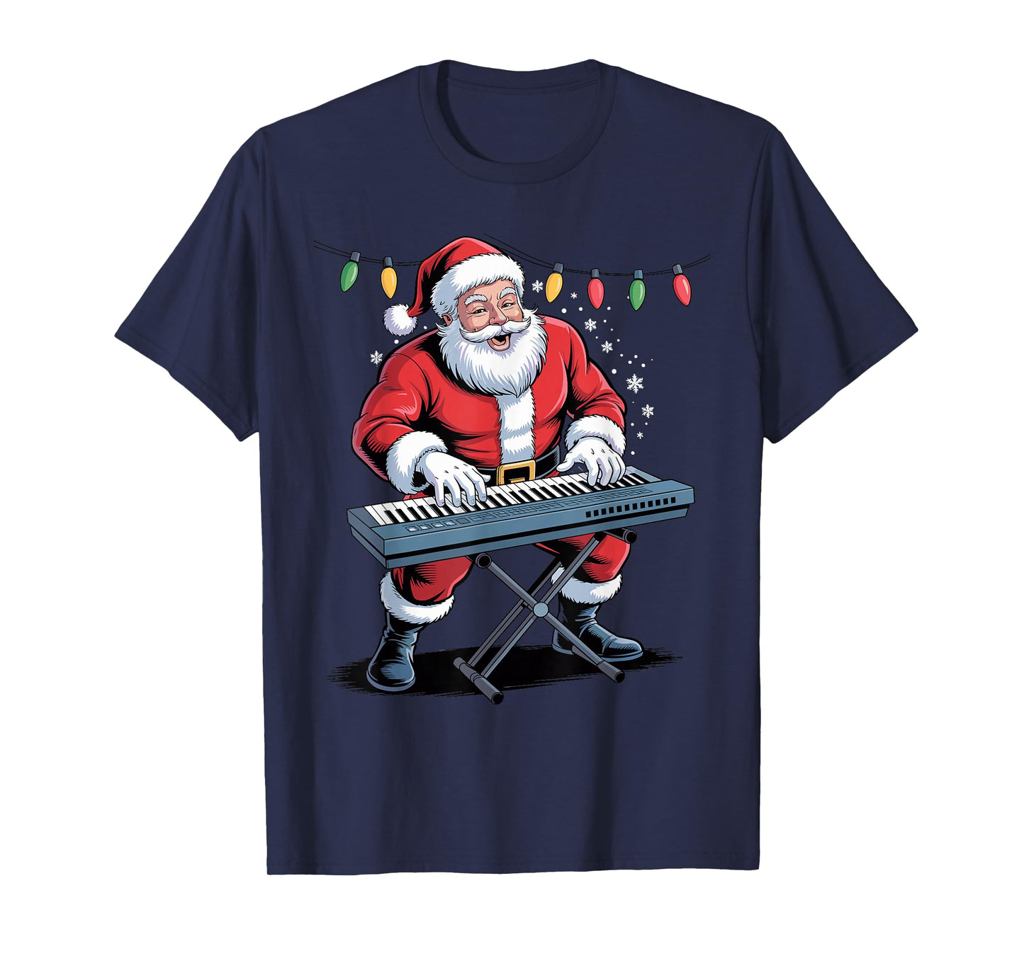 Santa Playing Digital Keyboard Funny Holiday Christmas Xmas T-Shirt