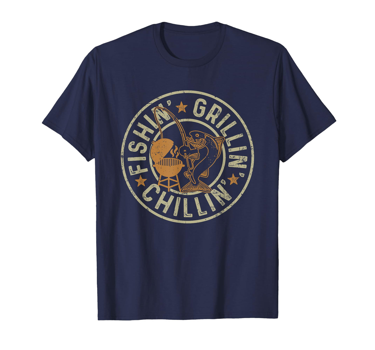 Fishing Grilling Chilling Fishermen BBQ Grill Lover T-Shirt