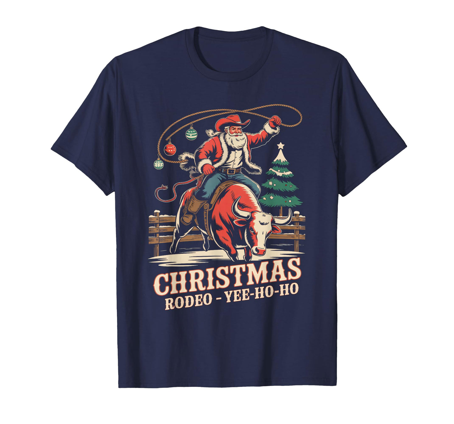 Santa Claus Cowboy Vintage Christmas Men Women T-Shirt
