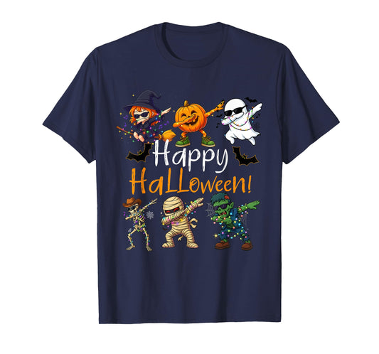 Dabbing Halloween Boys Skeleton Zombie Scary Pumpkin Mummy T-Shirt