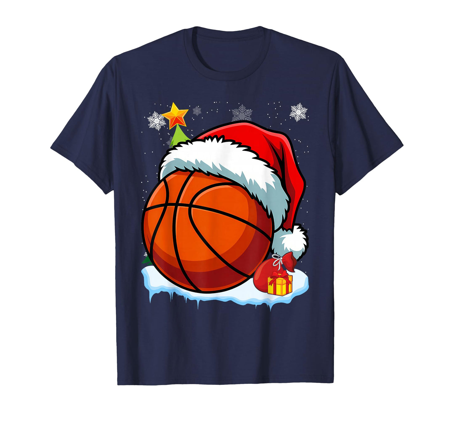 Basketball Christmas Funny Santa Hat Men Women Kids Boys T-Shirt