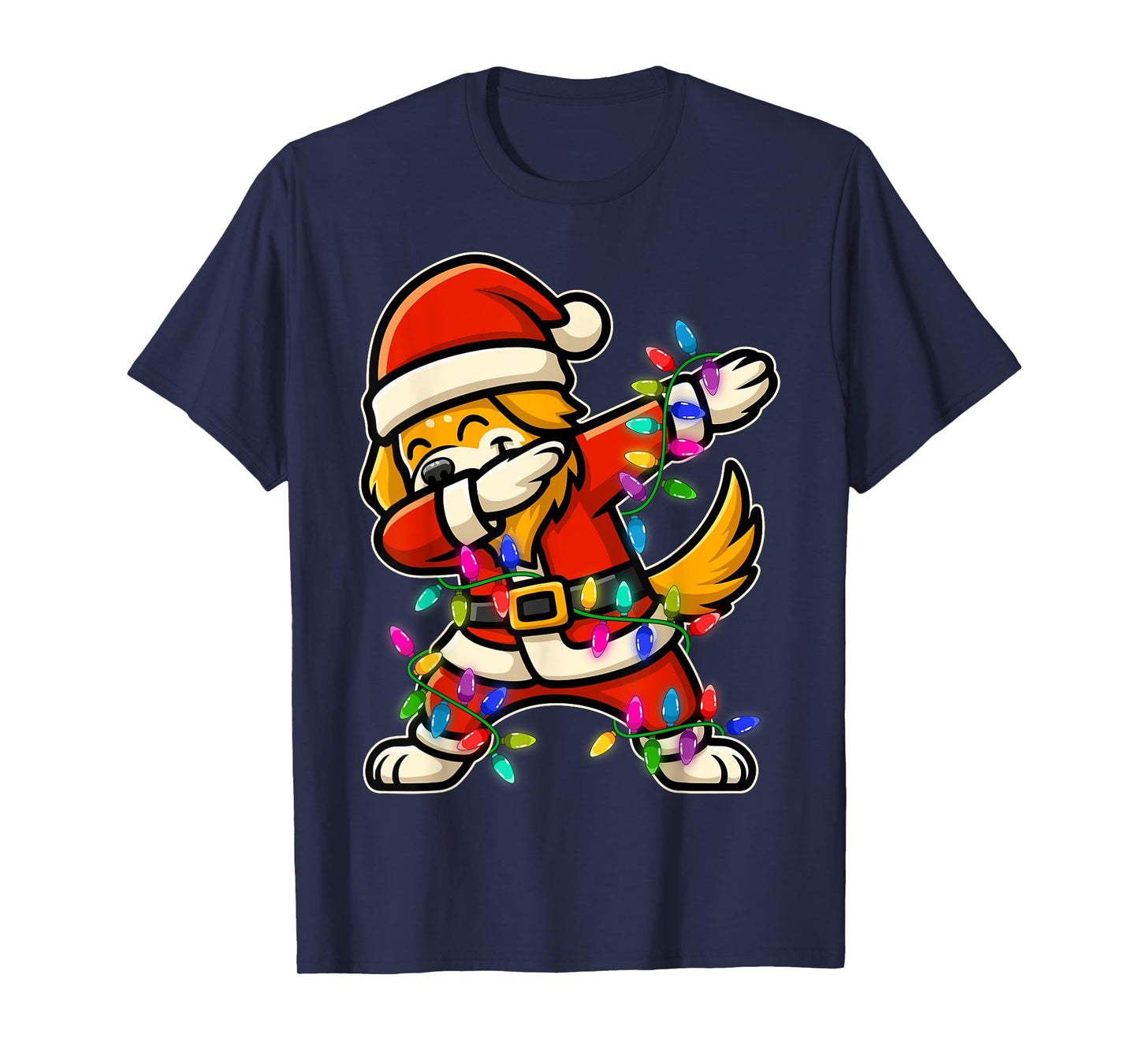 Christmas Golden Retriever Dog Dabbing Santa Xmas for Women T-Shirt