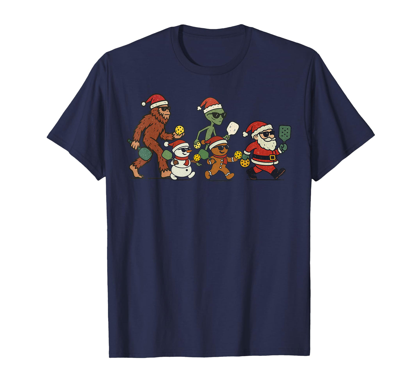 Santa Sasquatch Playing Pickleball Christmas Funny Xmas T-Shirt