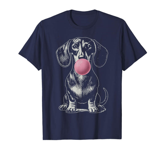 Vintage Dachshund Blowing Bubble Wiener Dog Dad Mom Owner T-Shirt for Men Women Kids