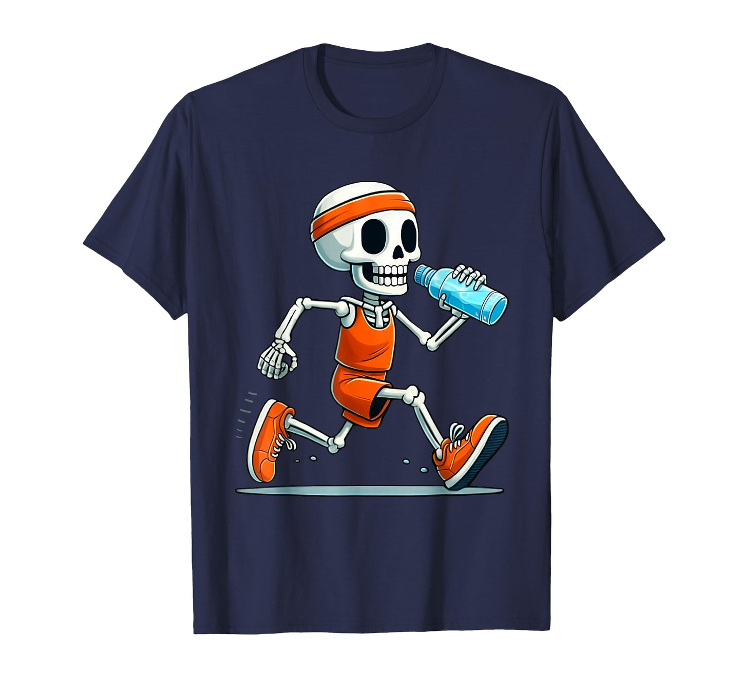 Running Skeleton Funny Halloween Runners Lover Men Women T-Shirt