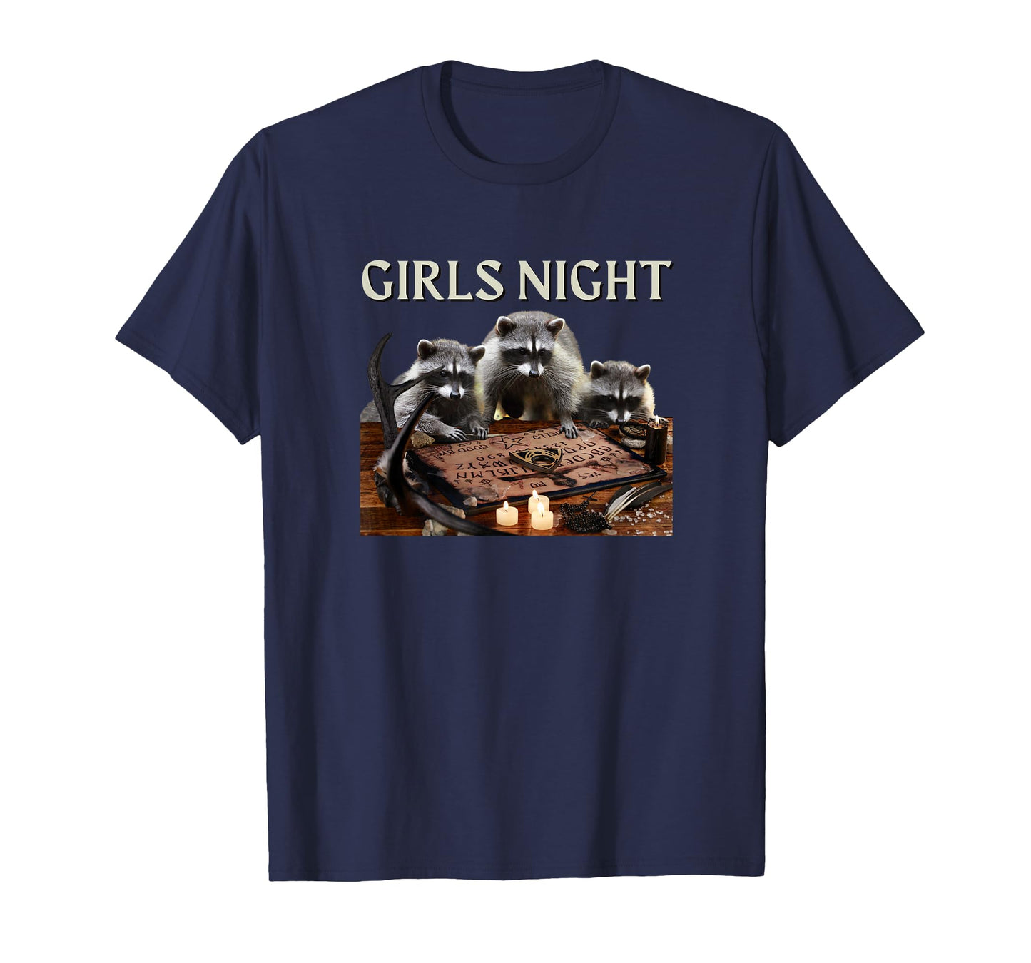 Girls Night Halloween Ouija Witch Raccoon Spooky Women T-Shirt