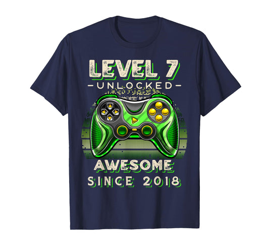 7th Birthday Boy Level 7 Gamer 7 Year Video Game Party T-Shirt