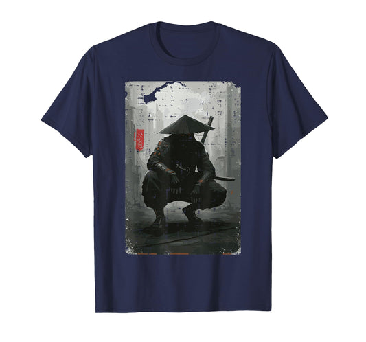 Japanese Samurai Warrior Hat Ronin Ukiyoe Art Men Women Kids T-Shirt