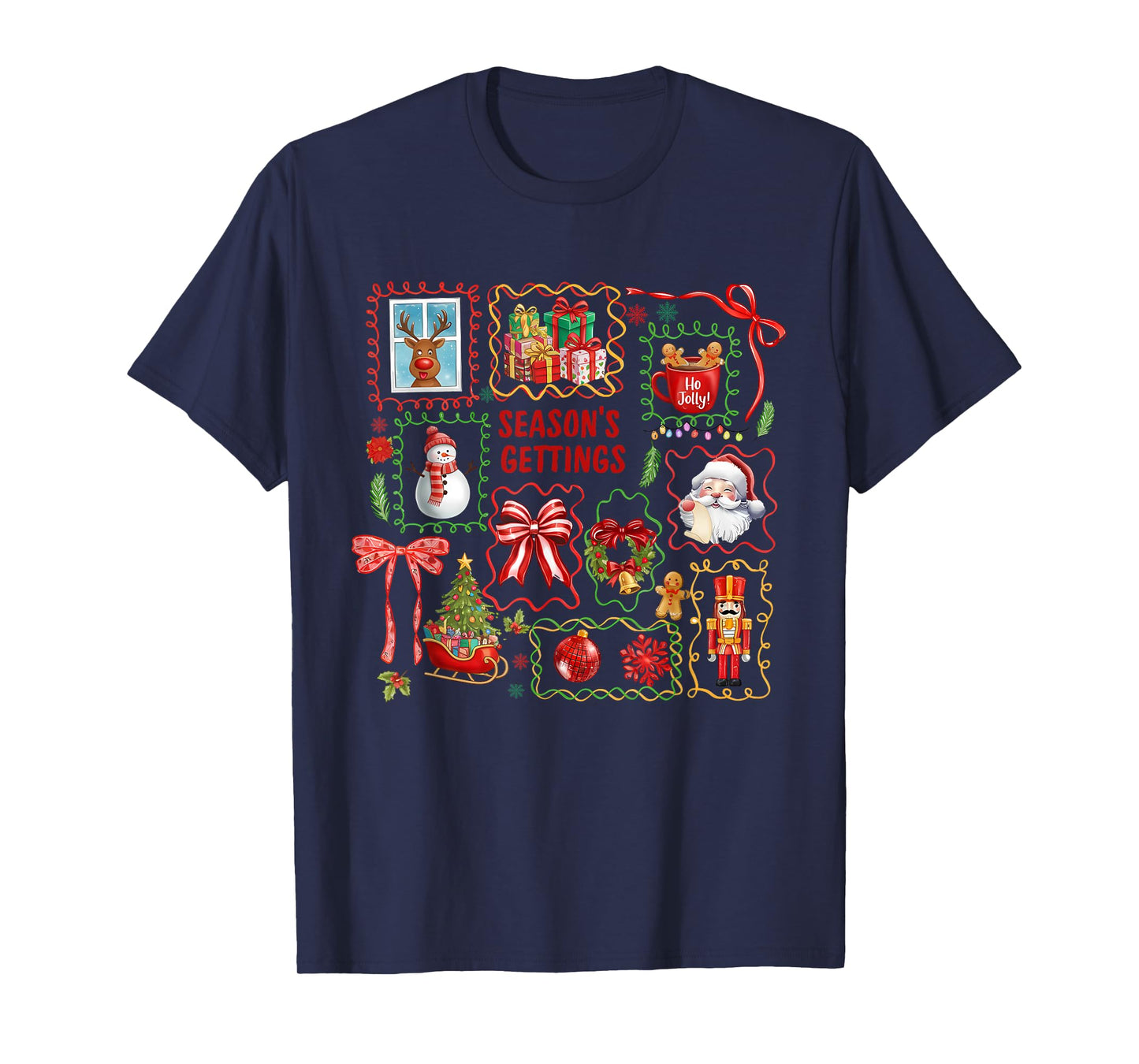 Coquette Merry Christmas, Christmas Bow, Season's Gettings T-Shirt