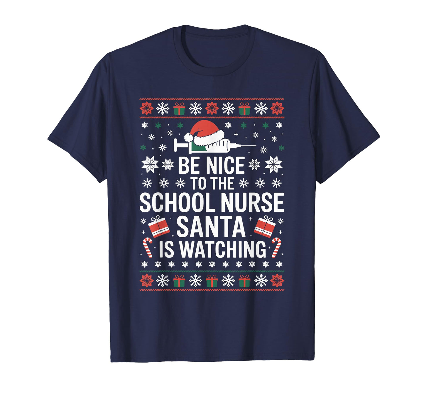 Funny School Nurse Ugly Christmas Sweater Nursing Humor Xmas T-Shirt