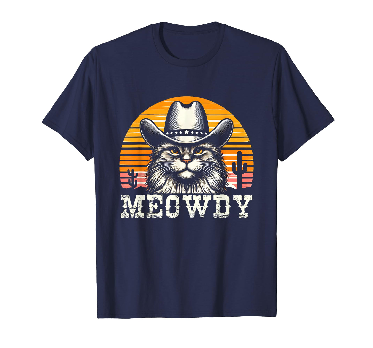 Meowdy Country Music Vintage Cat Cowboy Hat Western T-Shirt